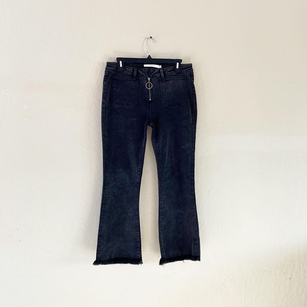 🌿Final Sale Hidden Jeans Black Frayed Hem Crop Denim‎ Jeans